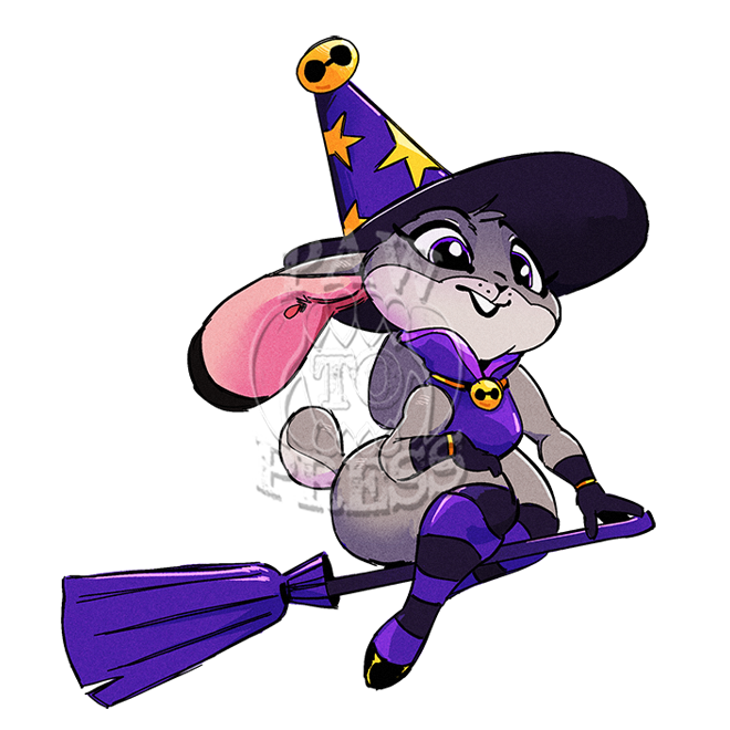 Broom Bunny 3" Sticker