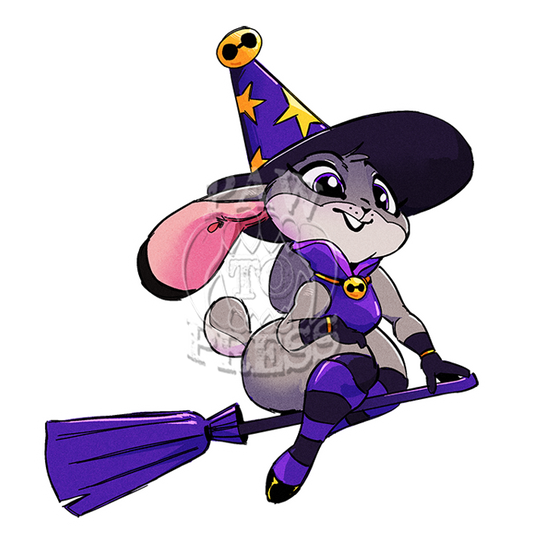 Broom Bunny 3" Sticker