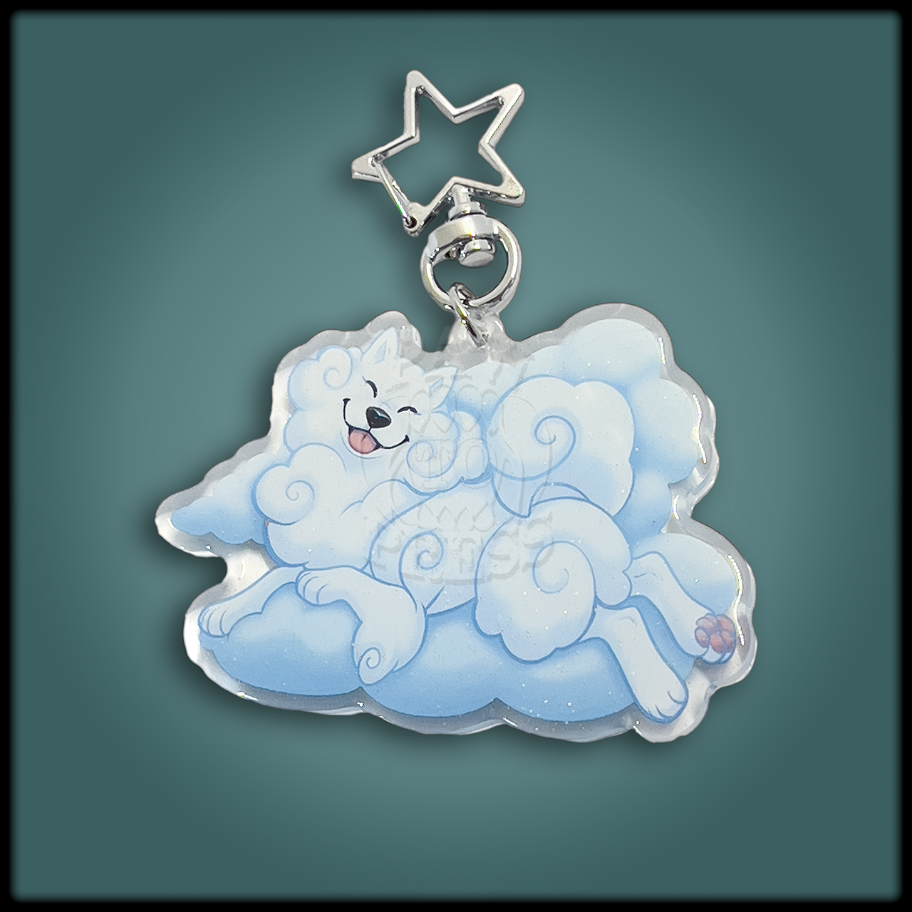 Cloud Samoyed Keychain Charm