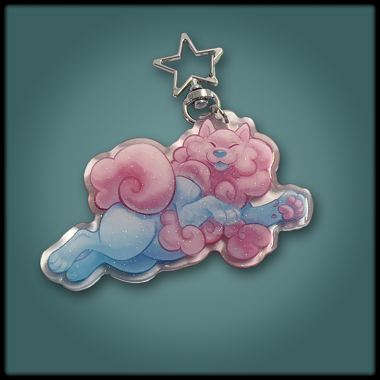 Cotton Candy Samoyed Keychain Charm