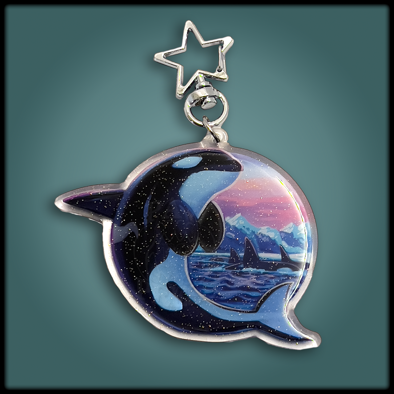 Orca Round Keychain Charm